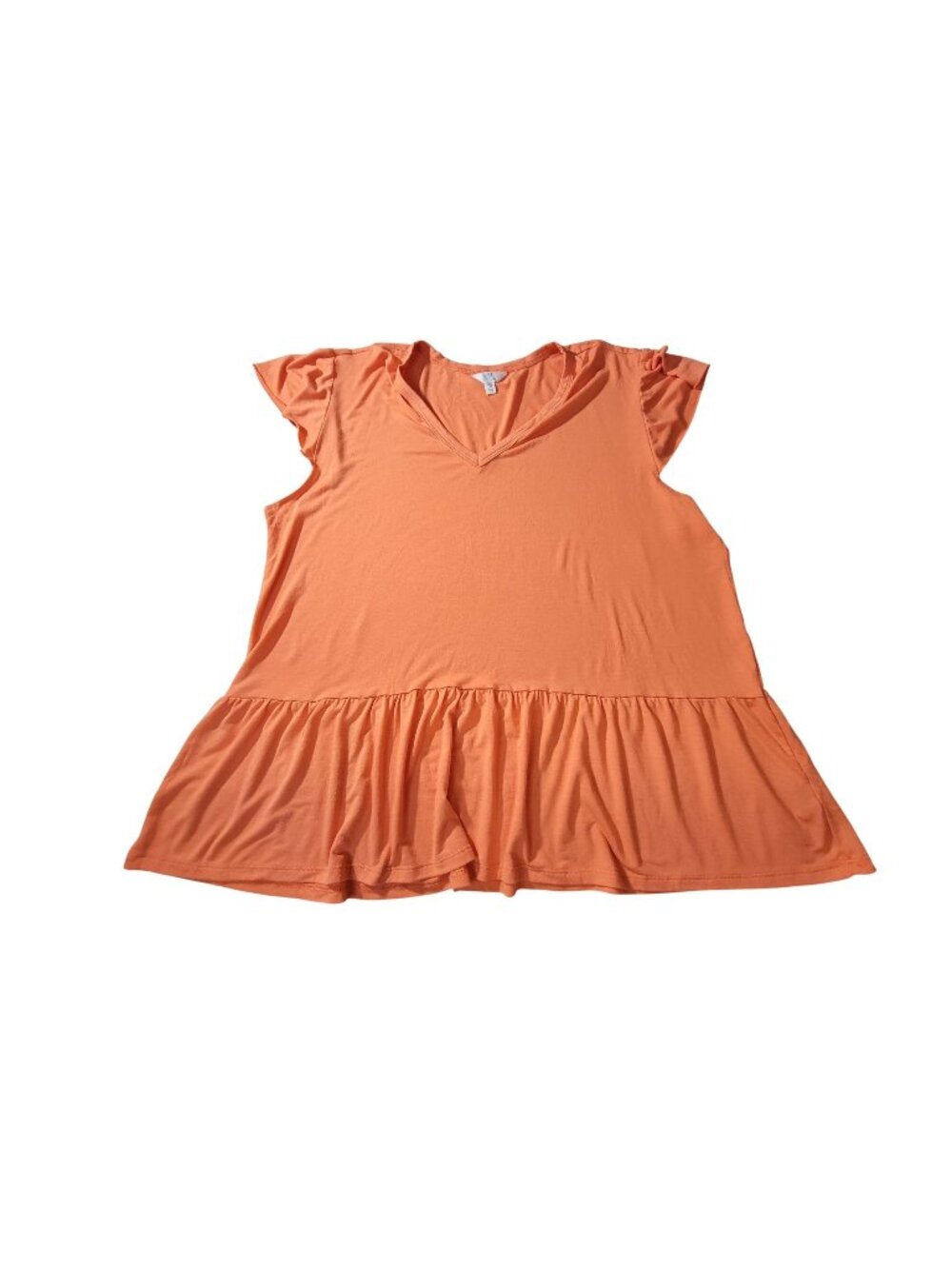 Time And Tru Womens Orange Ruffle Hem V-Neck Sleeveless Top Size XXXL (22)